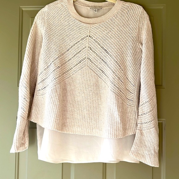 Lucky Brand gold flecked double layer statement sweater in a soft cream - Picture 5 of 10